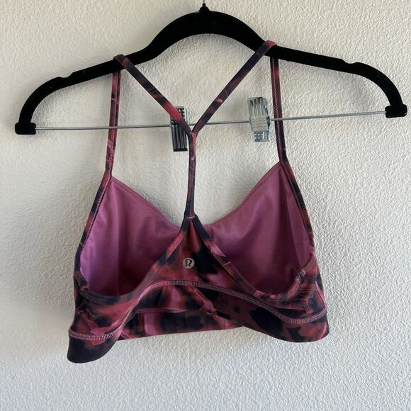Lululemon Pink Black Tie Dye Sports Bra Womens 8 Exercise Athleisure - Picture 2 of 4